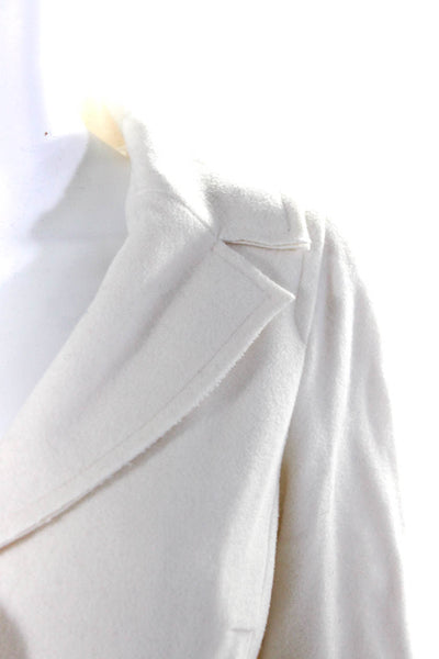 D. Exterior Womens Wool Notched Collar Snap Front Pea Coat Jacket White Size 40