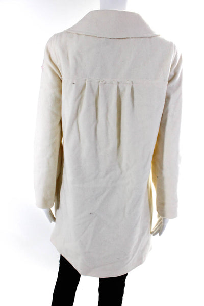 D. Exterior Womens Wool Notched Collar Snap Front Pea Coat Jacket White Size 40