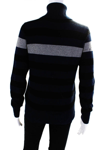 Michael Stars Womens Striped Turtleneck Sweater Blue Black Wool Size 1