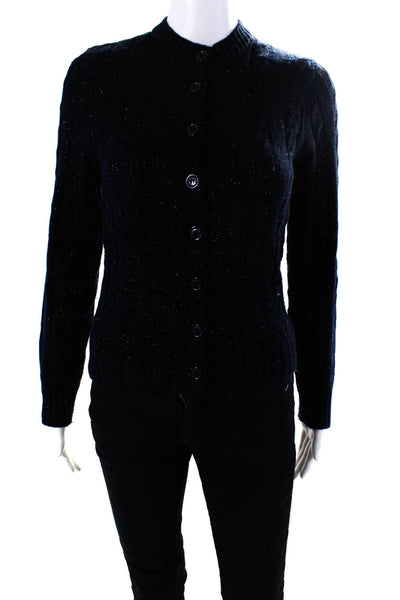 Claudie Pierlot Womens Cable Knit Cardigan Sweater Navy Blue Wool Size 1