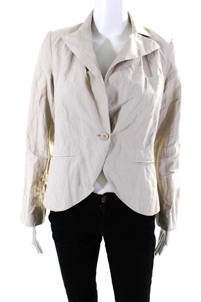 Robert Rodriguez Black Label Womens Single Button Jacket Beige Cotton Size 4