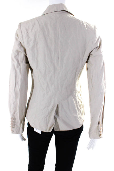 Robert Rodriguez Black Label Womens Single Button Jacket Beige Cotton Size 4