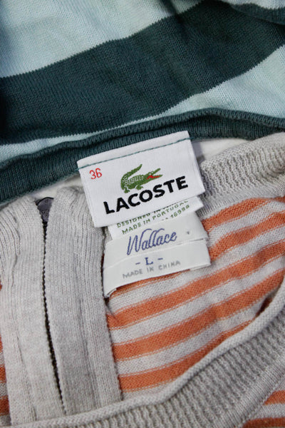 Wallace Lacoste Womens Striped Sweaters Gray Orange Blue Size Large 36 Lot 2