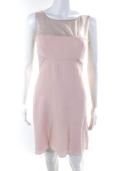 BCBGMAXAZRIA Women's Sleeveless Mesh Open Back Silk Mini Dress Pink Size 2