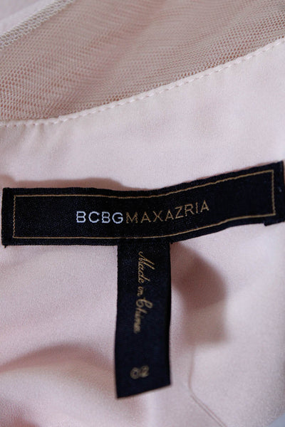 BCBGMAXAZRIA Women's Sleeveless Mesh Open Back Silk Mini Dress Pink Size 2