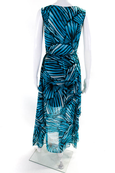 Calvin Klein Women's Scoop Neck Printed Maxi Dress Blue Size 4
