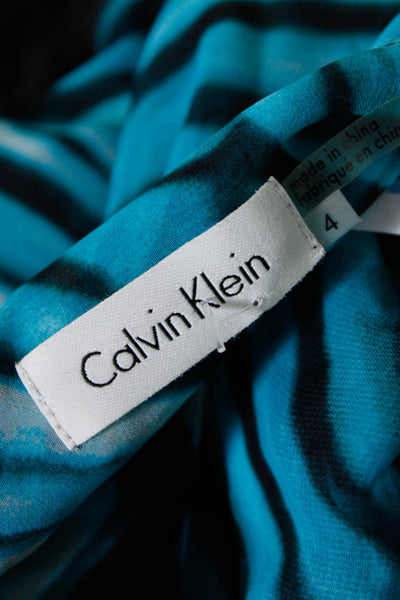 Calvin Klein Women's Scoop Neck Printed Maxi Dress Blue Size 4