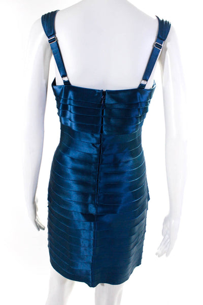 BCBGMAXAZRIA Women's Sleeveless V Neck Layered Mini Dress Blue Size 4