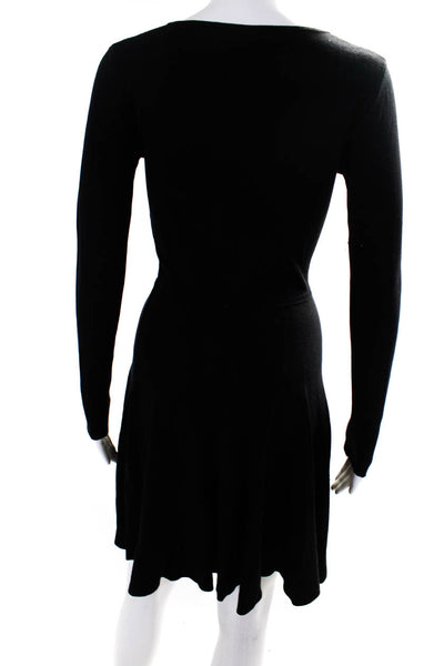 BCBGMAXAZRIA Women's Long Sleeve V Neck Silk Blend Mini Dress Black Size XS