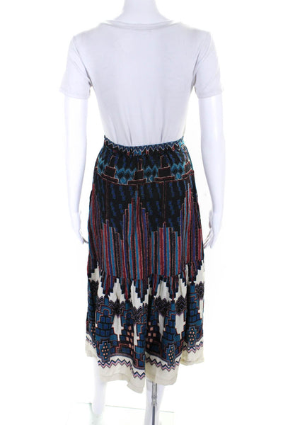 Ba&Sh Womens Geometric Print Satin Midi Drop Waist Skirt Multicolor Size 0