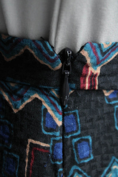 Ba&Sh Womens Geometric Print Satin Midi Drop Waist Skirt Multicolor Size 0