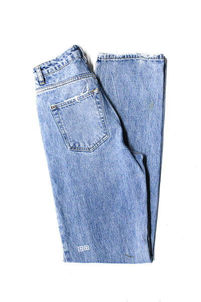 Tsubi Womens Distressed Denim High Rise Straight Leg Jeans Pant Blue Size 23