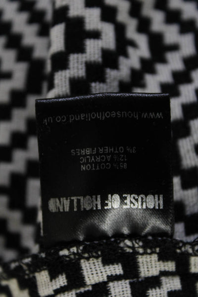 House of Holland Womens Cotton Geometric Ruffled Hem Sheath Dress Black Size 6