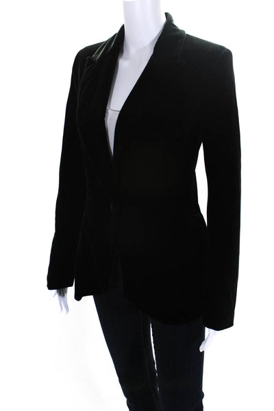 Nicholas Womens Black Velour One Button Long Sleeve Blazer Jacket Size 4