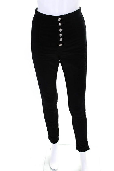 Veronica Beard Womens Black Velour Debbie Skinny High Rise Pants Size 26