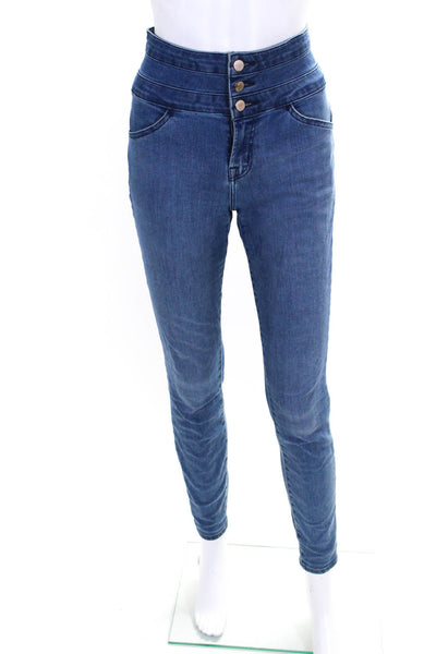J Brand Womens Blue Medium Wash High Rise Fly Button Skinny Leg Jeans Size 26