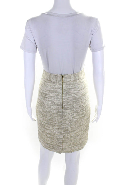 Kate Spade New York Womens Cotton Blend Metallic Zip Up Mini Skirt Gold Size 2
