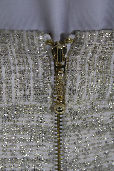 Kate Spade New York Womens Cotton Blend Metallic Zip Up Mini Skirt Gold Size 2