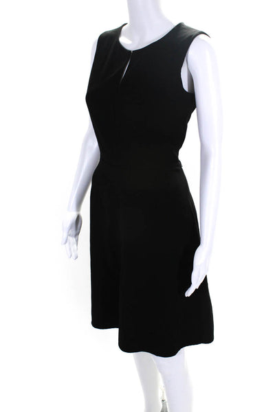 Calvin Klein Womens Round Neck Sleeveless Knee Length Zip Up Dress Black Size 4