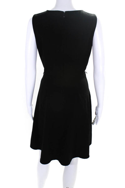 Calvin Klein Womens Round Neck Sleeveless Knee Length Zip Up Dress Black Size 4