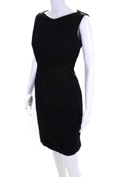 Elie Tahari WOmens Cotton Blend Geometric Print Sleeveless Dress Navy Size 6