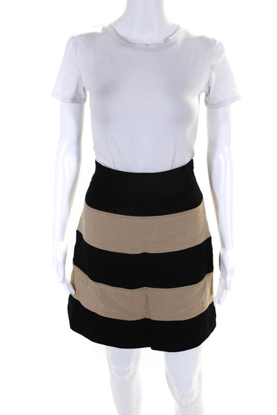 Kate Spade New York Womens Two-Toned Striped Zip Up Mini Skirt Black Size 6