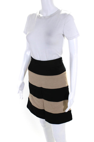 Kate Spade New York Womens Two-Toned Striped Zip Up Mini Skirt Black Size 6