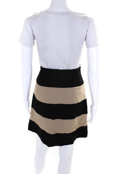 Kate Spade New York Womens Two-Toned Striped Zip Up Mini Skirt Black Size 6