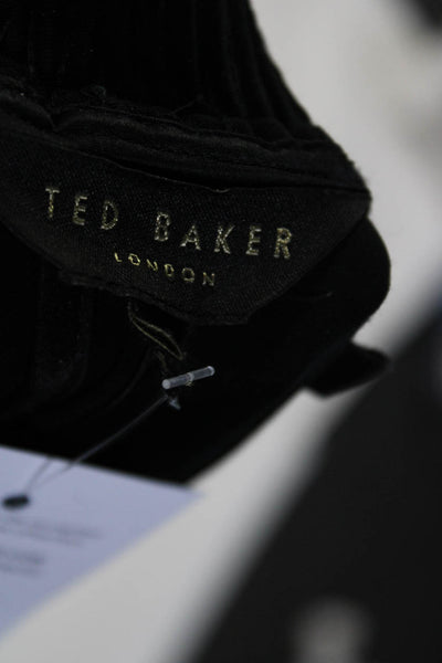Ted Baker Womens Rib Elastic Waist Drawstring Tapered Jogger Pants Black Size 3