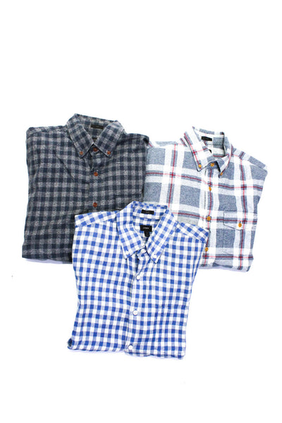 J Crew Men's Cotton Plaid Casual Slim Fit Button Down Shirt Gray Size M, Lot 3