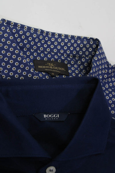 Boggi Rodd & Gunn Mens Cotton Buttoned Polka Dot Tops Blue Size S M Lot 2