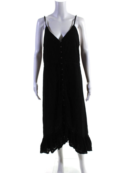 Rails Womens Cotton Lace Detail V-Neck Sleeveless Ruffled Dress Black Size M