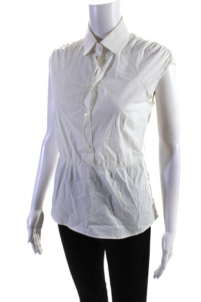 RED Valentino Womens Cotton Buttoned Collared Sleeveless Blouse White Size EUR42