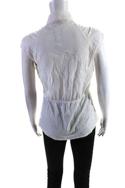 RED Valentino Womens Cotton Buttoned Collared Sleeveless Blouse White Size EUR42