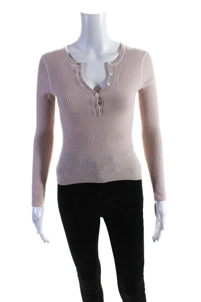 KORS Michael Kors Womens Buttoned Round Neck Knitted Henley Sweater Pink Size S
