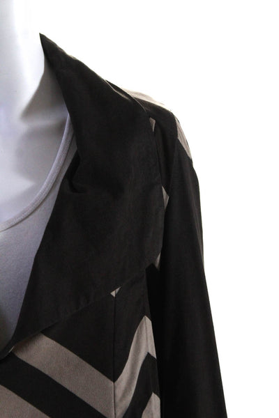 Custo Barcelona Womens Striped Print Collared Buttoned Blazer Brown Size 1