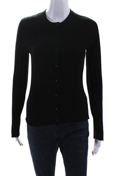 3.1 Phillip Lim Women's Cashmere Button Down Ribbed Knit Blouse Black Size XS