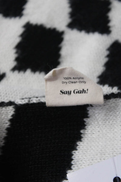 Lisa Says Gah Black White Check Print Straight Edge Wrap Scarf Size OS 50in