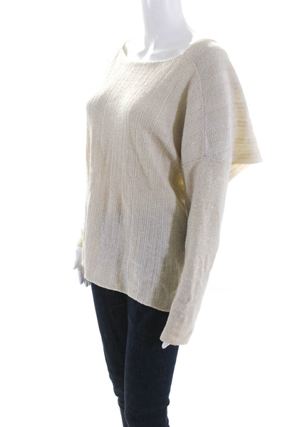 10 Crosby Derek Lam Womens Pullover Sweater Beige Metallic Wool Size Medium