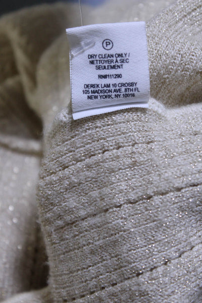 10 Crosby Derek Lam Womens Pullover Sweater Beige Metallic Wool Size Medium