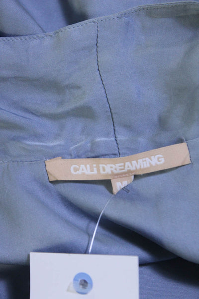 Cali Dreaming Women's Long Sleeve V-Neck Maxi Shift Dress Blue Size M