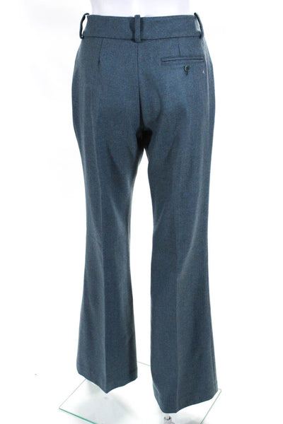 Margaret O'Leary Womens 100% Wool Herringbone Mid Rise Flared Pants Blue Size 8
