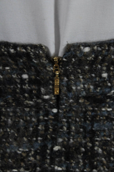 CH Carolina Herrera Womens Spotted Woven Zippered Slit Skirt Gray Blue Size 10