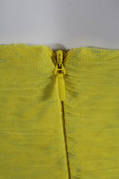 BCBGMAXAZRIA Women's Sleeveless Embellished Tulle Gown Yellow Size 2