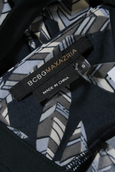 BCBGMAXAZRIA Women's Abstract Print Sleeveless A Line Dress Blue Size S