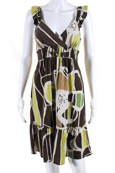 BCBGMAXAZRIA Women's Sleeveless V Neck Floral Mini Dress Brown Size XXS