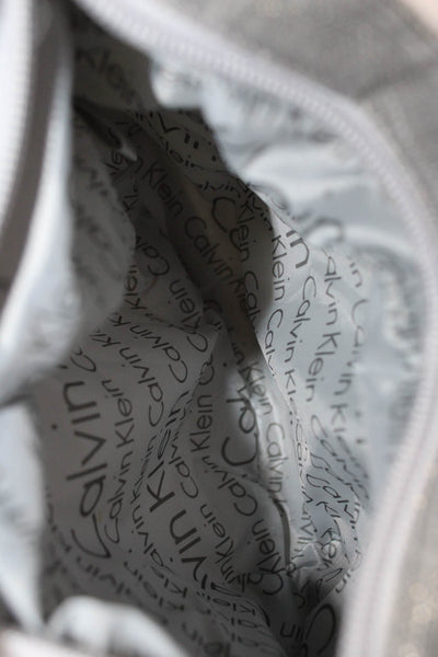 Calvin Klein Women's Cotton Blend Zip Crossbody Bag Silver