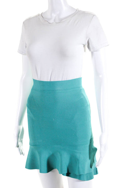 BCBGMAXAZRIA Women's Ruffle Hem Mini Skirt Blue Size XS