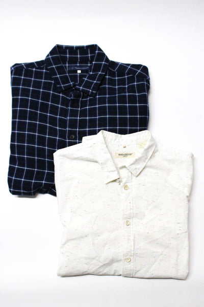 Levis Mens Flannel Check Speckled Button Up Shirt Blue White Size 1 2 Lot 2