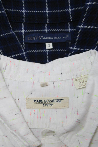 Levis Mens Flannel Check Speckled Button Up Shirt Blue White Size 1 2 Lot 2